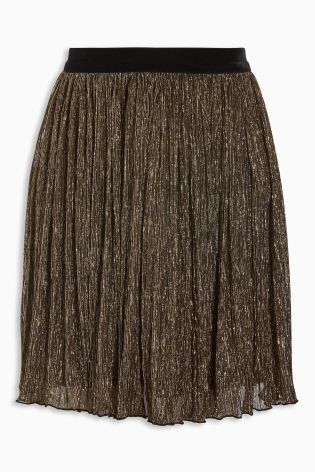 Gold Lam&eacute; Pleated Skirt (3-16yrs)